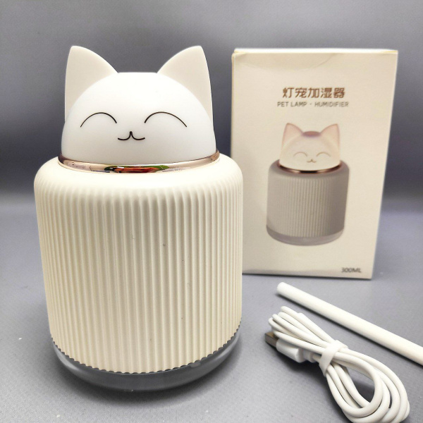 Увлажнитель (аромадиффузор) Котик воздуха PET LAMP Humidifier с функцией ночника 300 ml / 2 режима подсветки, USB